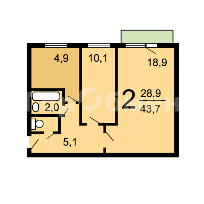 Аренда 2-комнатной квартиры, Москва, Авангардная улица,  22/32к1