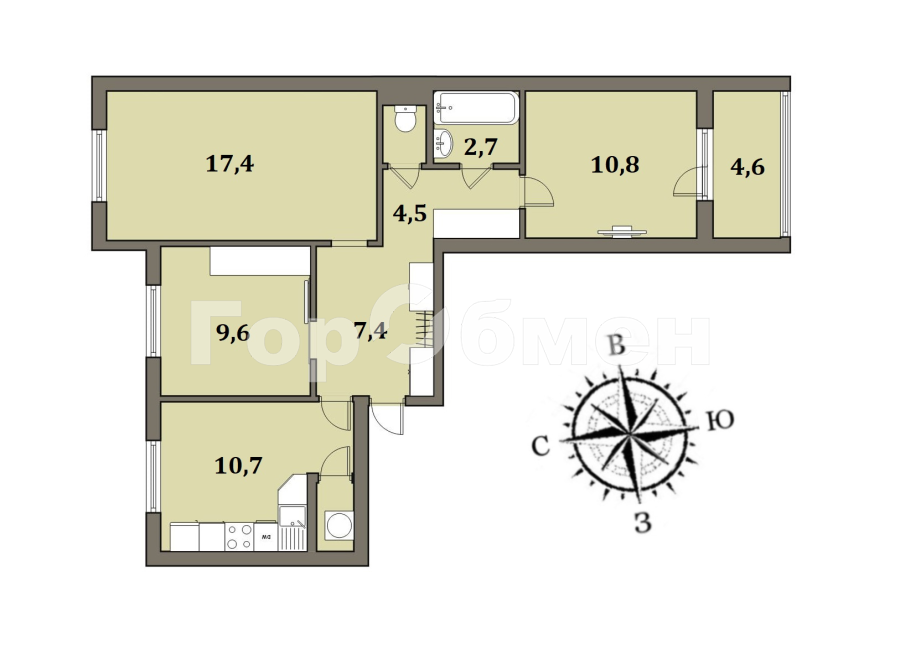 Продажа 3-комнатной квартиры, Московская, Россия,   городской округ Домодедово