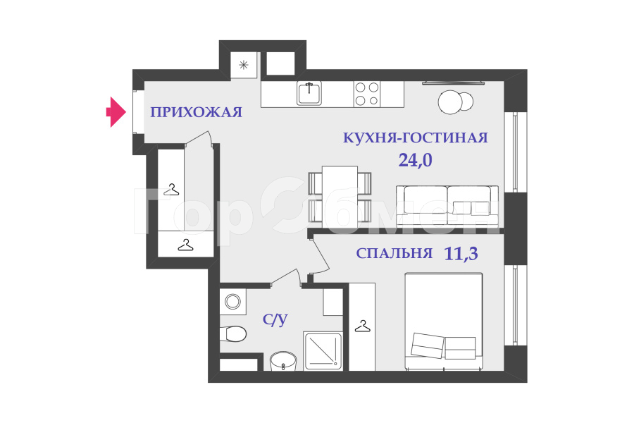 Аренда 1-комнатной квартиры, Москва, Россия,   Волоколамское шоссе