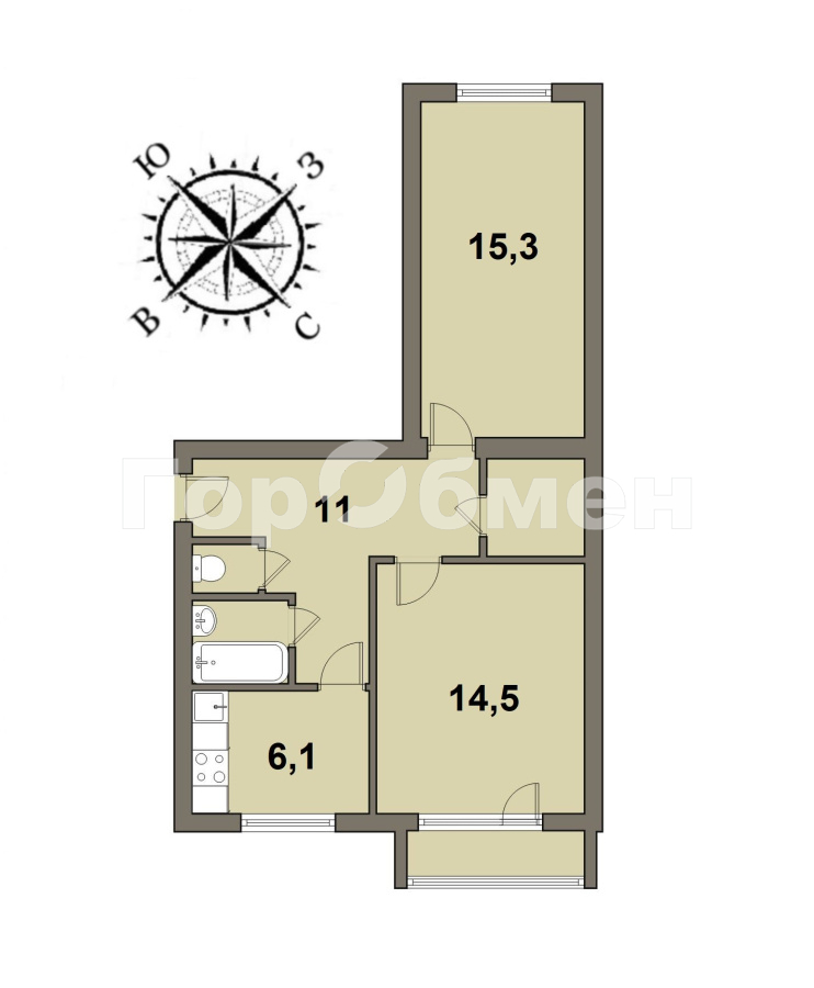 Продажа 2-комнатной квартиры, Москва, Россия,   улица Касаткина