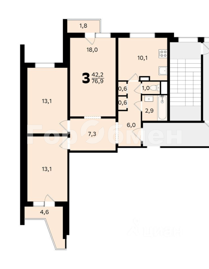 Аренда 3-комнатной квартиры, Москва, Россия,   улица Мичуринский Проспект