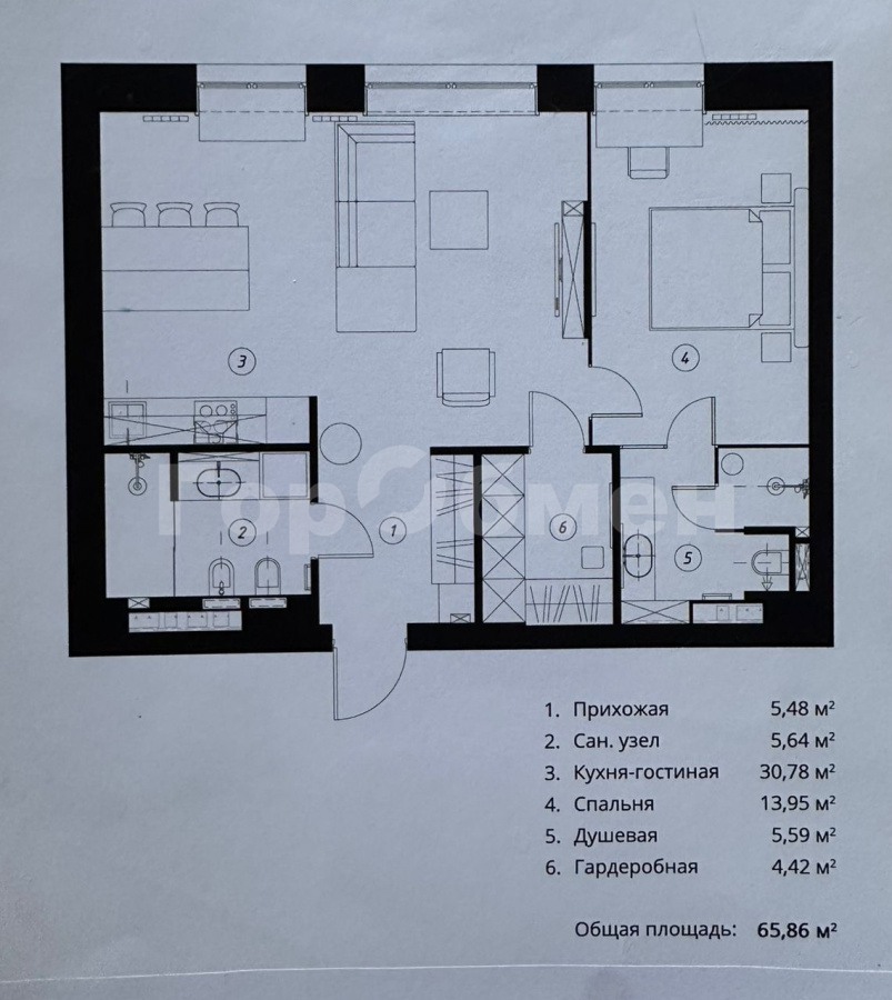 Продажа 2-комнатной квартиры, Москва, Россия,    Басманный переулок